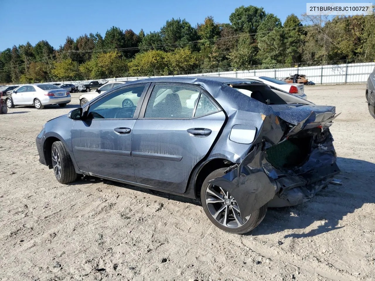 2018 Toyota Corolla L VIN: 2T1BURHE8JC100727 Lot: 77418264