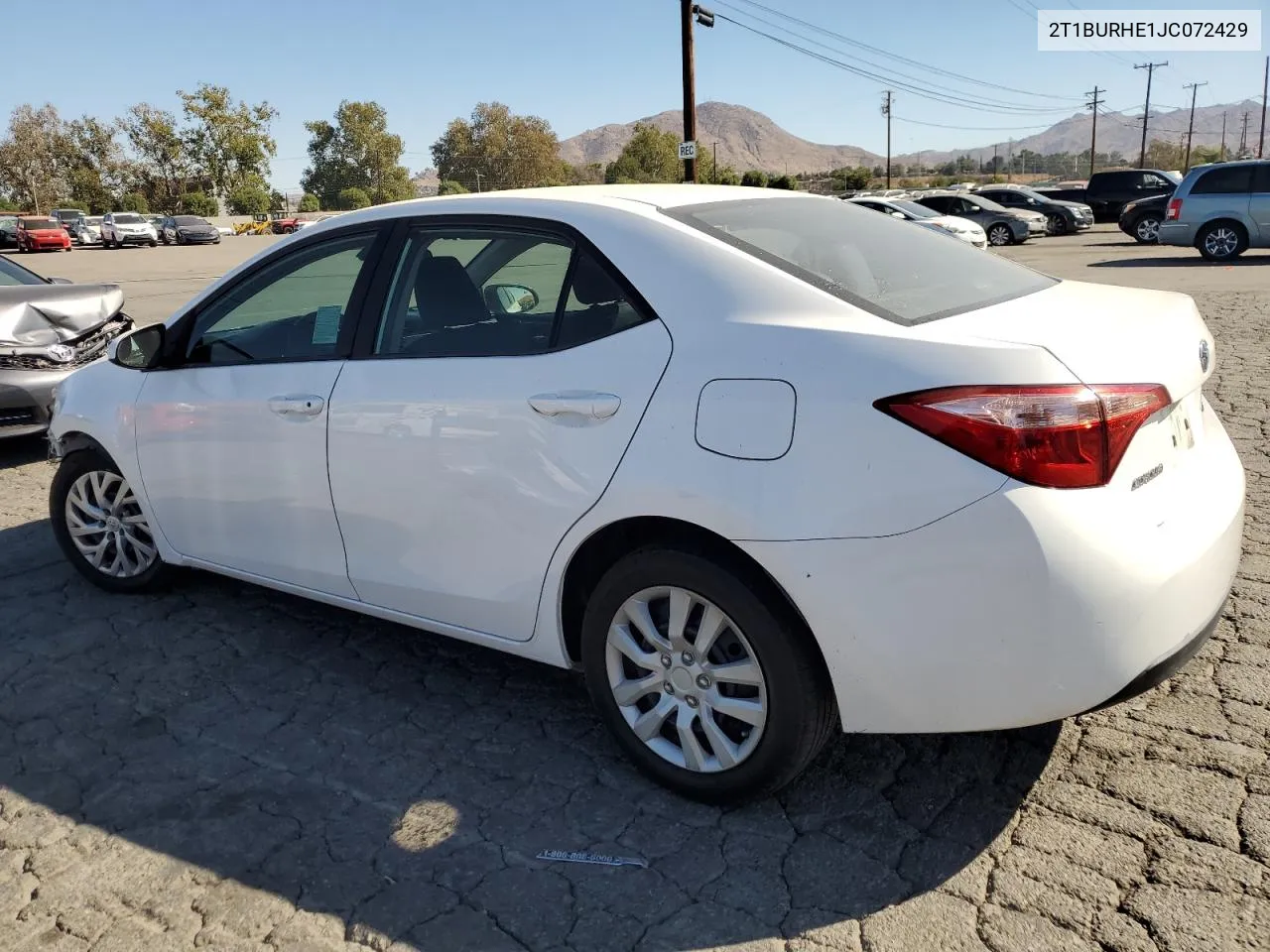 2018 Toyota Corolla L VIN: 2T1BURHE1JC072429 Lot: 77463784