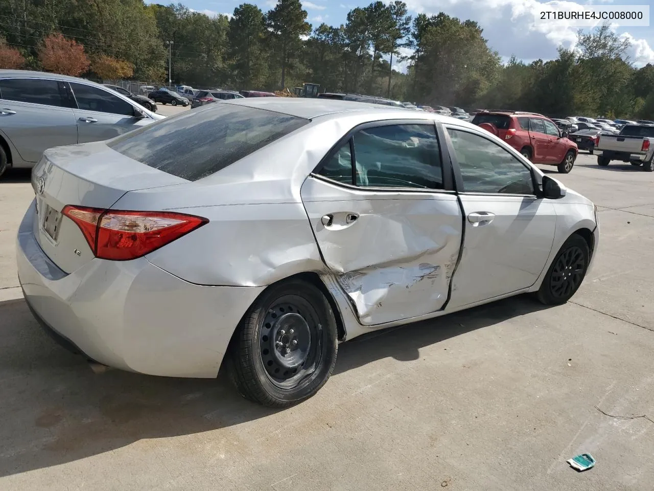 2018 Toyota Corolla L VIN: 2T1BURHE4JC008000 Lot: 78239384