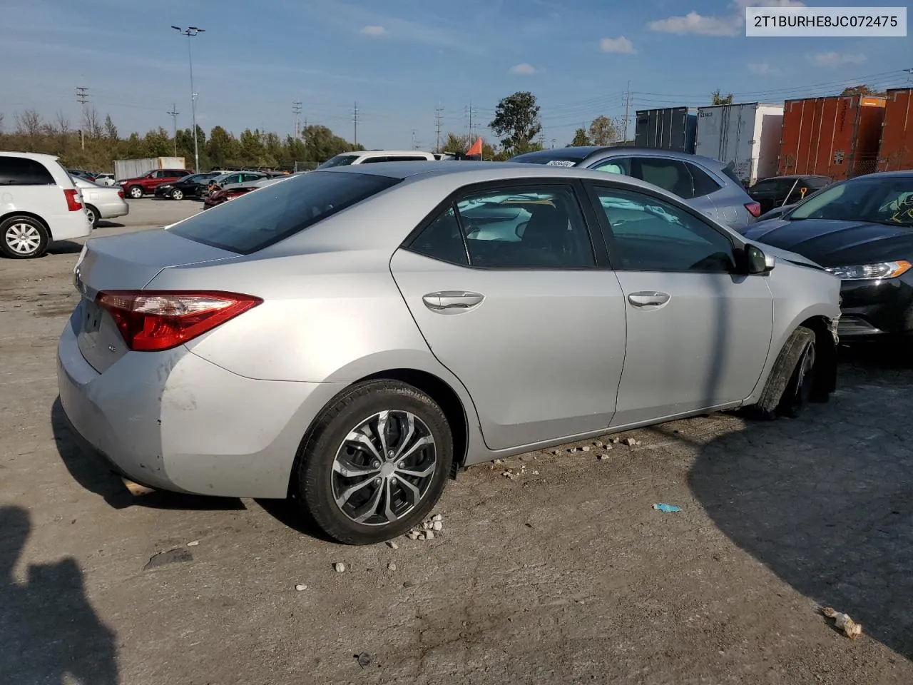 2018 Toyota Corolla L VIN: 2T1BURHE8JC072475 Lot: 78303254