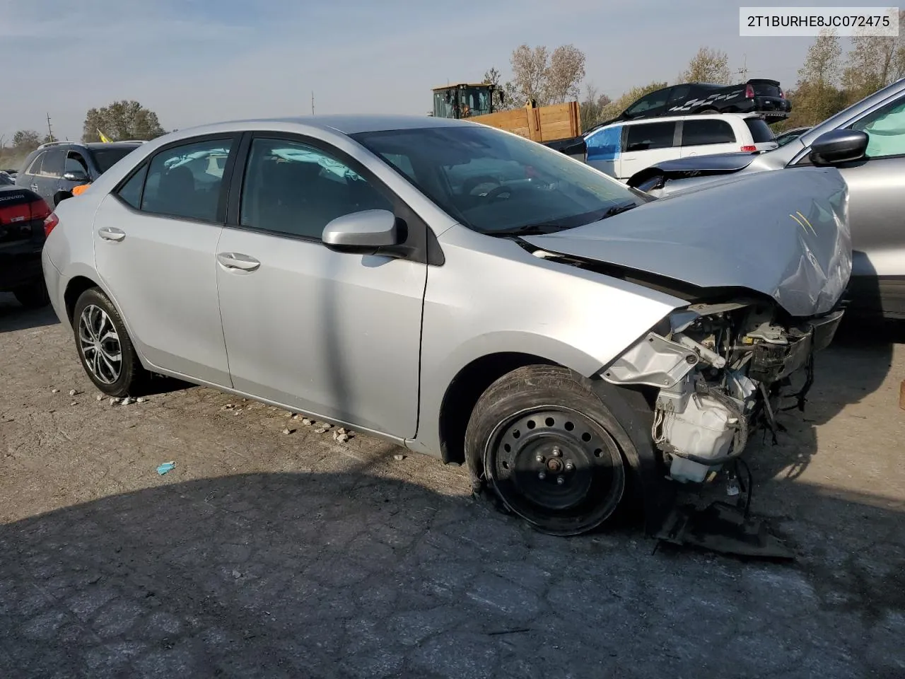 2018 Toyota Corolla L VIN: 2T1BURHE8JC072475 Lot: 78303254