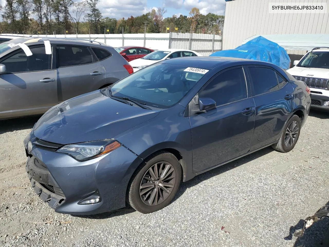 2018 Toyota Corolla L VIN: 5YFBURHE6JP833410 Lot: 78438974