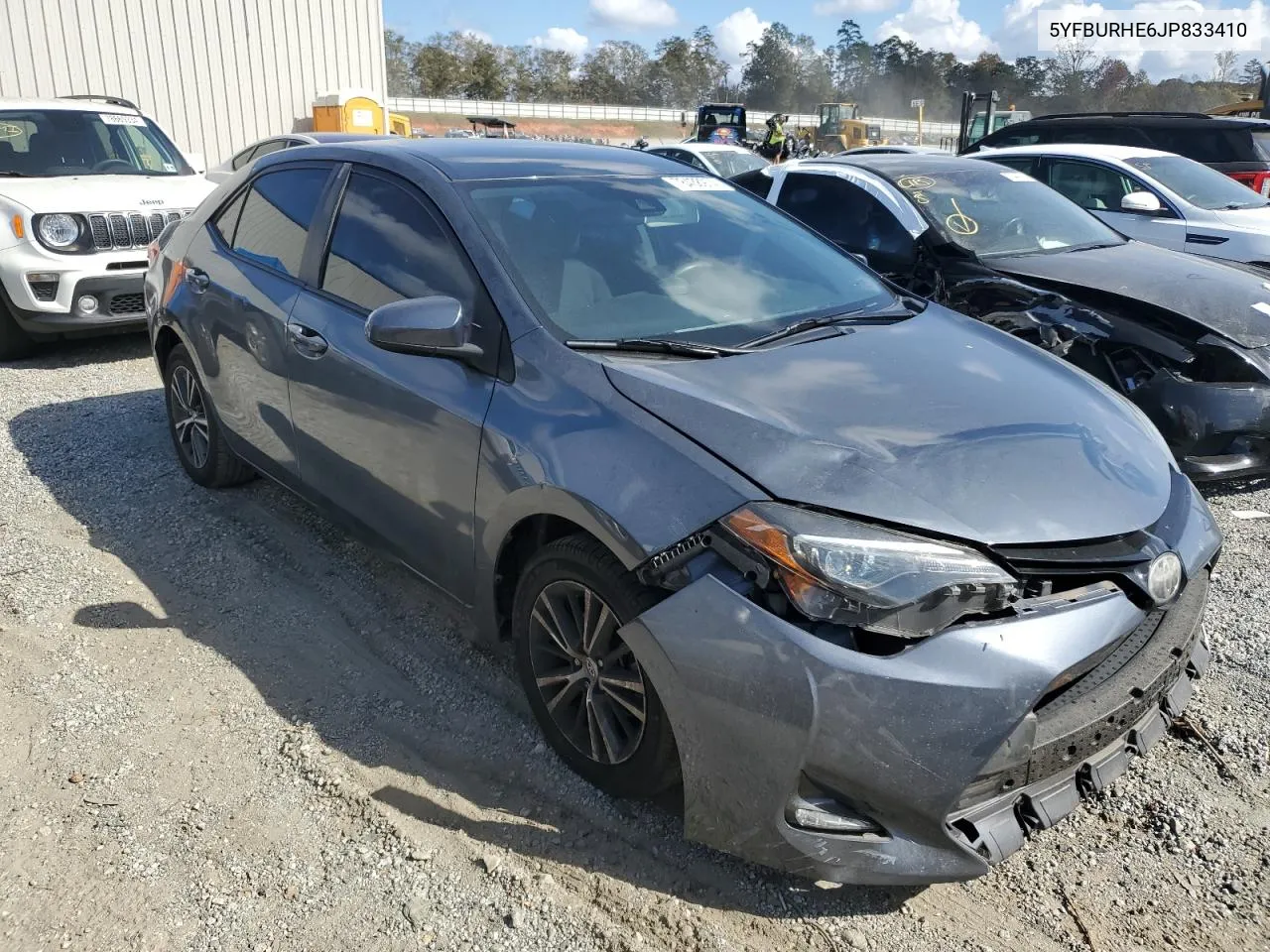 2018 Toyota Corolla L VIN: 5YFBURHE6JP833410 Lot: 78438974