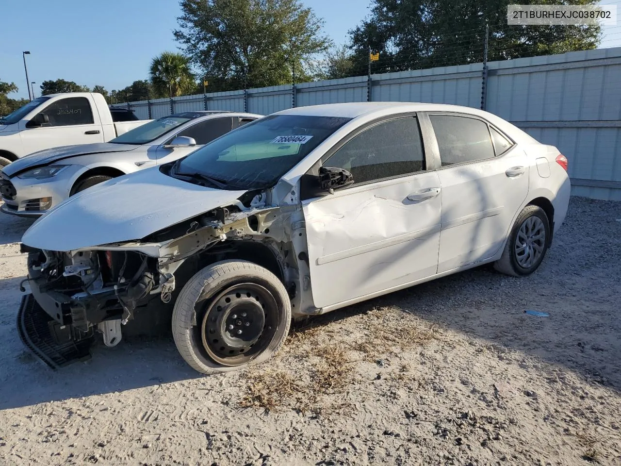 2018 Toyota Corolla L VIN: 2T1BURHEXJC038702 Lot: 78580464