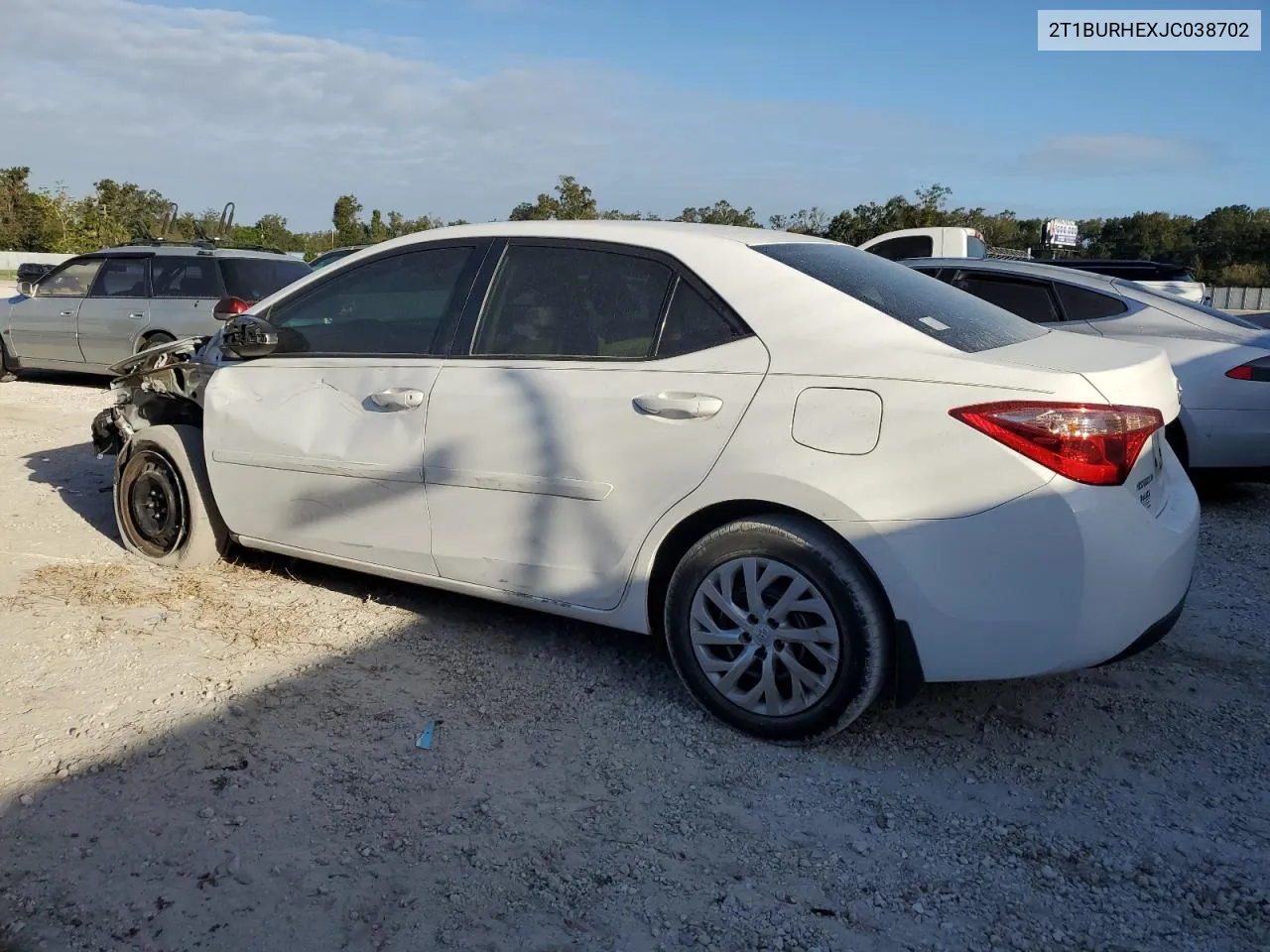 2018 Toyota Corolla L VIN: 2T1BURHEXJC038702 Lot: 78580464