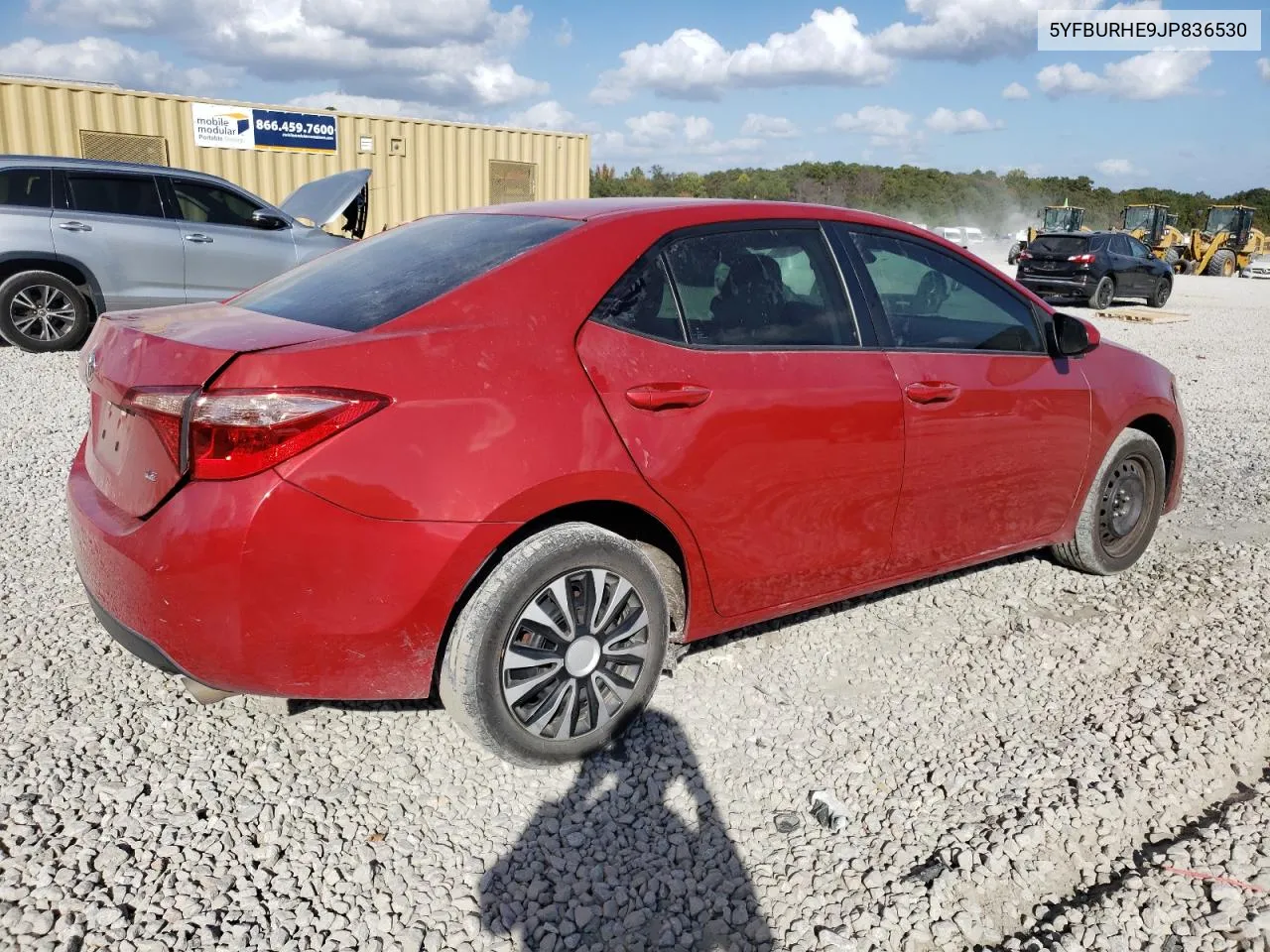 2018 Toyota Corolla L VIN: 5YFBURHE9JP836530 Lot: 78838224