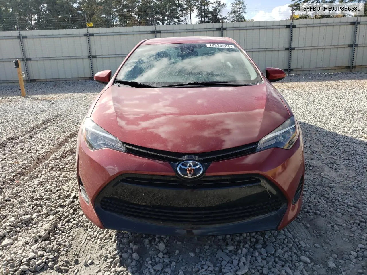 2018 Toyota Corolla L VIN: 5YFBURHE9JP836530 Lot: 78838224