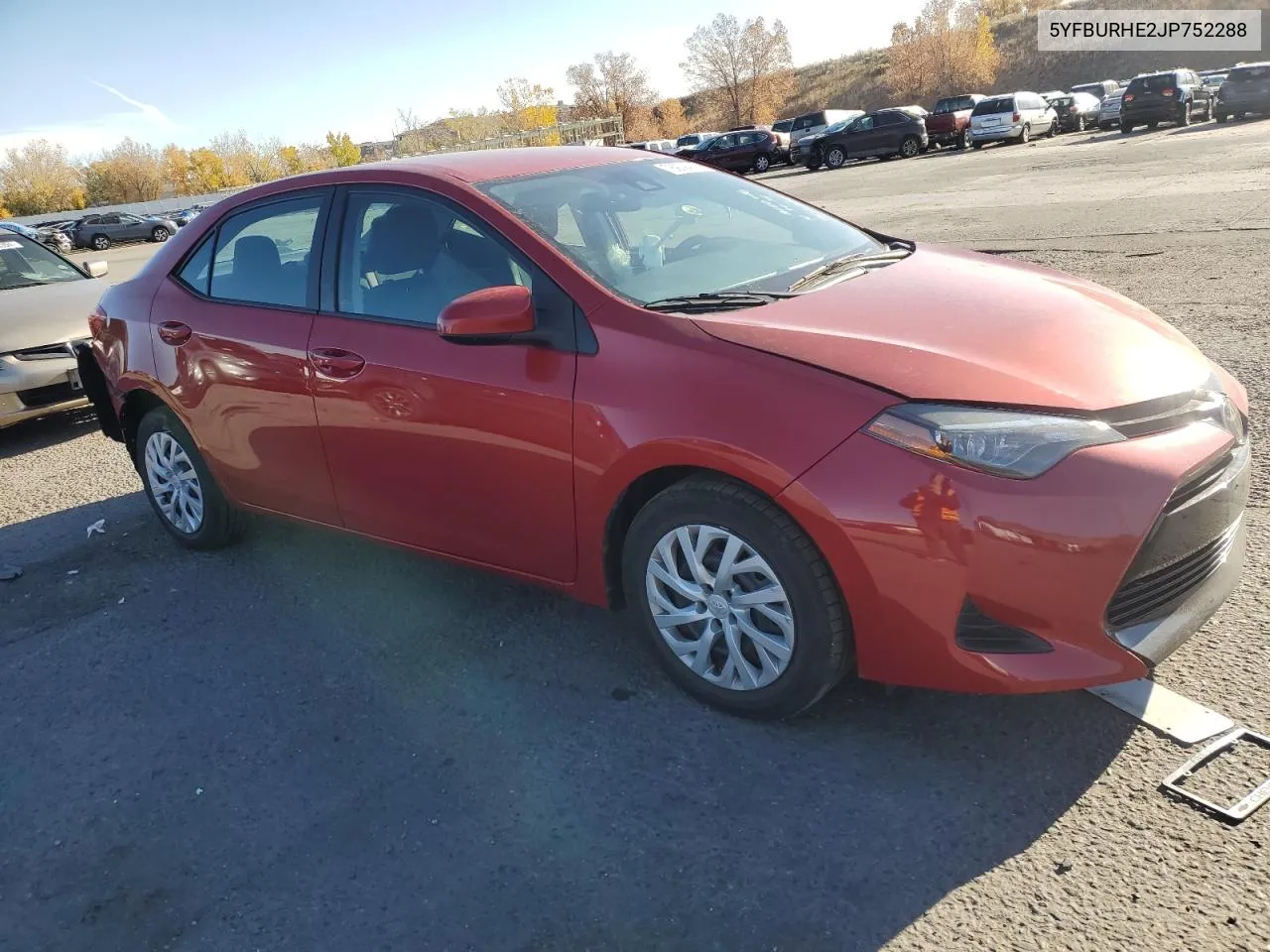 2018 Toyota Corolla L VIN: 5YFBURHE2JP752288 Lot: 78929414