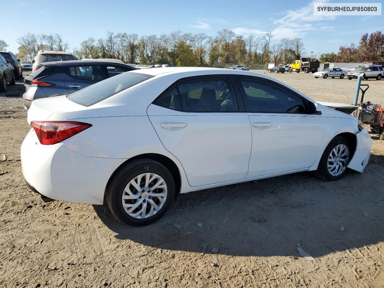 2018 Toyota Corolla L VIN: 5YFBURHE0JP850803 Lot: 79179194