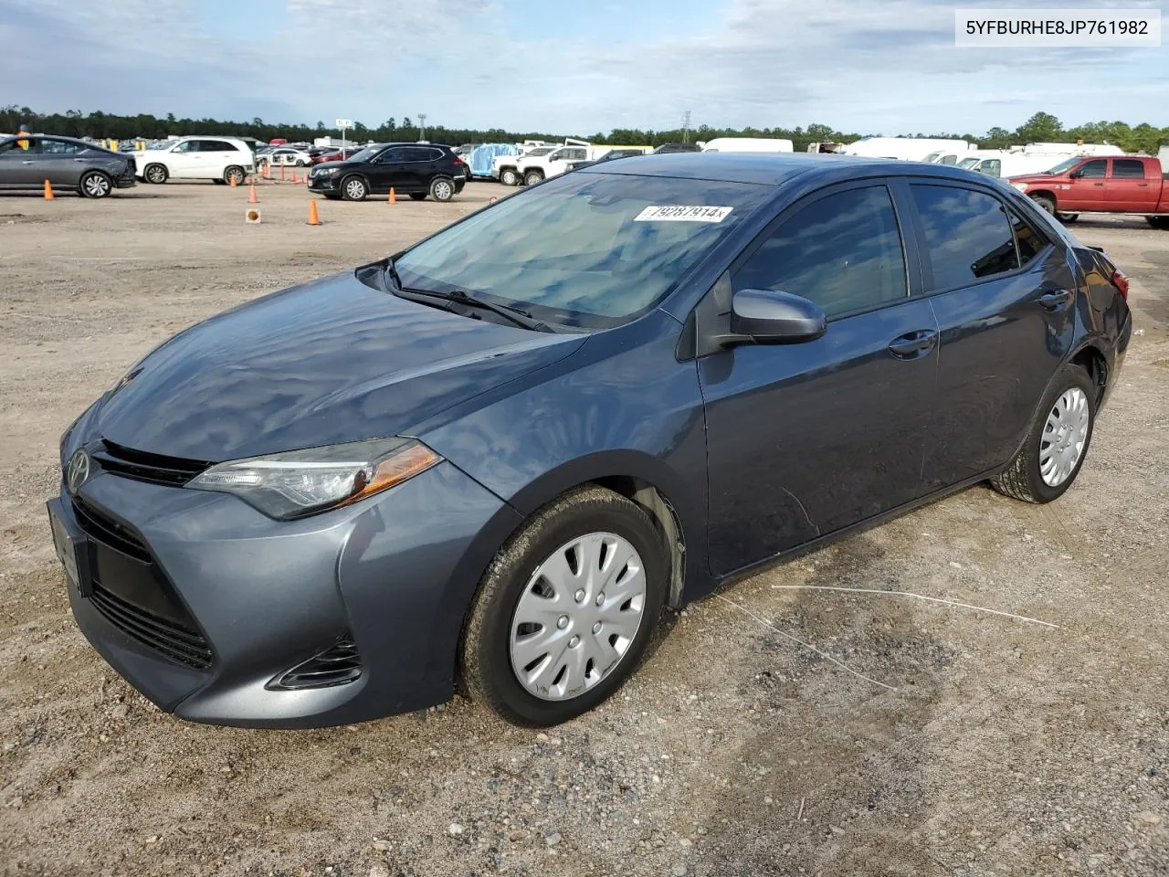 2018 Toyota Corolla L VIN: 5YFBURHE8JP761982 Lot: 79287914