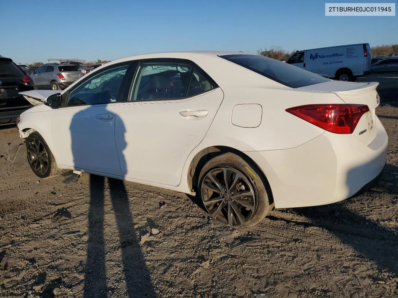 2018 Toyota Corolla L VIN: 2T1BURHE0JC011945 Lot: 79975224