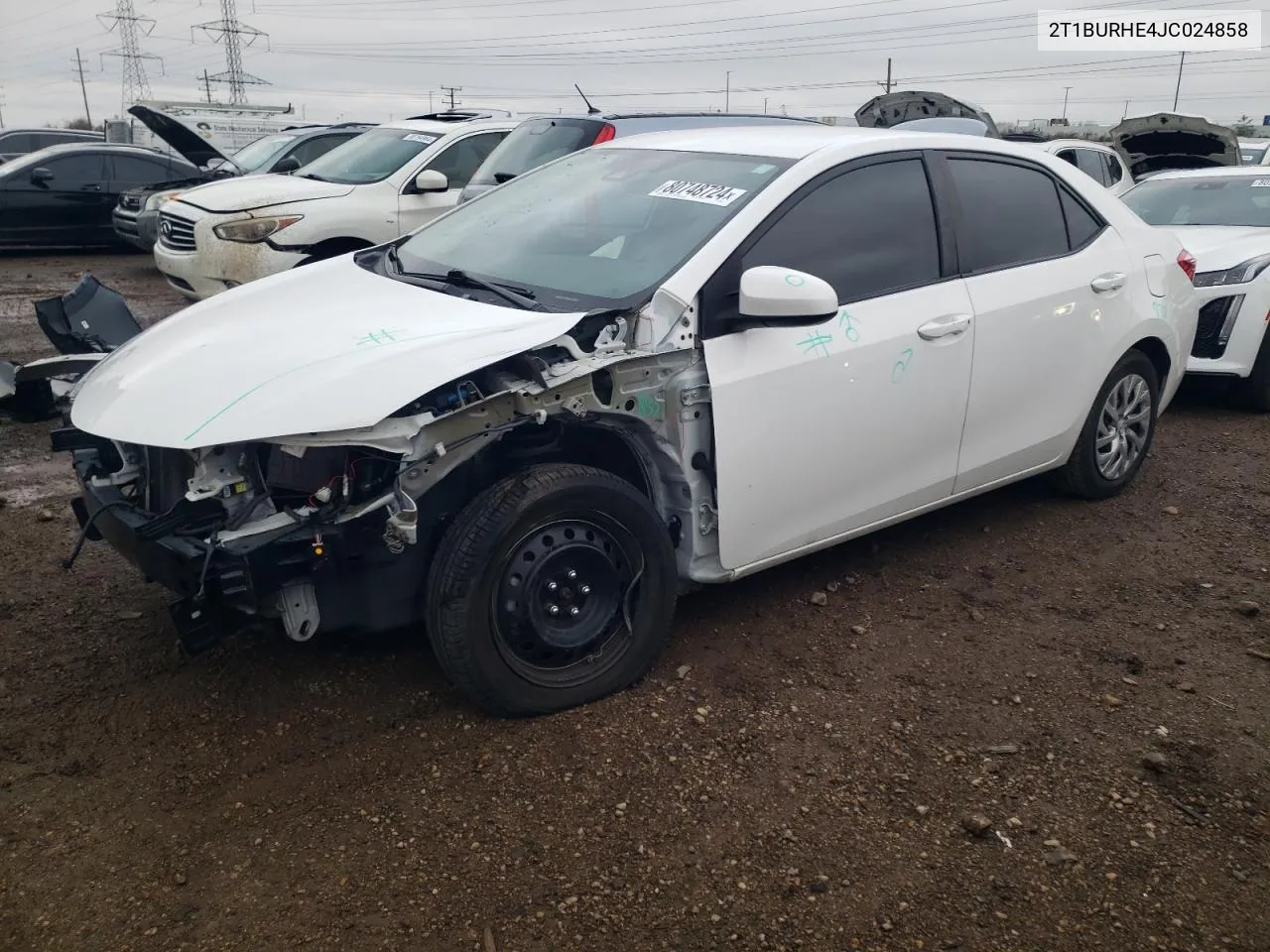 2018 Toyota Corolla L VIN: 2T1BURHE4JC024858 Lot: 80748724