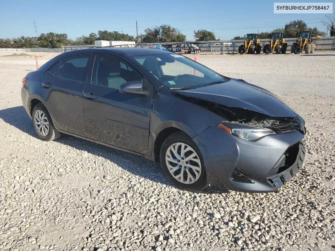 2018 Toyota Corolla L VIN: 5YFBURHEXJP758467 Lot: 80978964