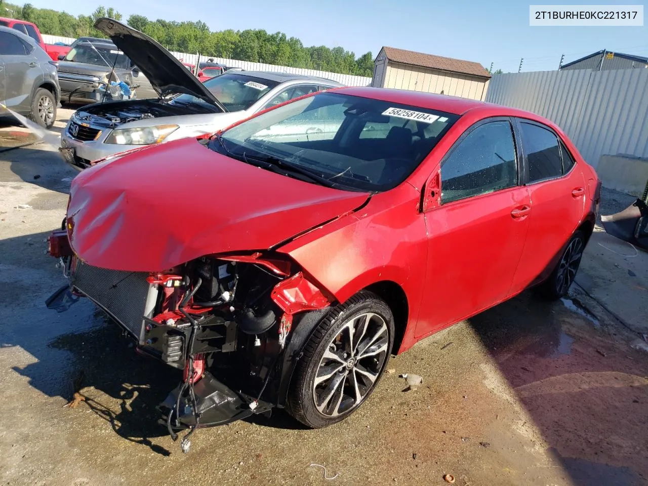 2019 Toyota Corolla L VIN: 2T1BURHE0KC221317 Lot: 58258104