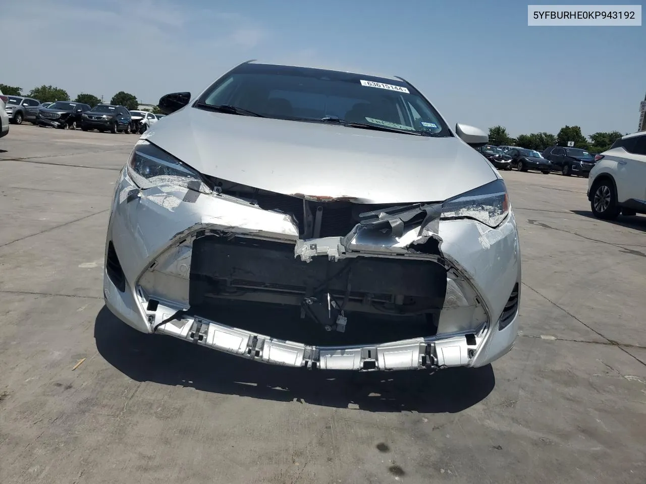 2019 Toyota Corolla L VIN: 5YFBURHE0KP943192 Lot: 63615144