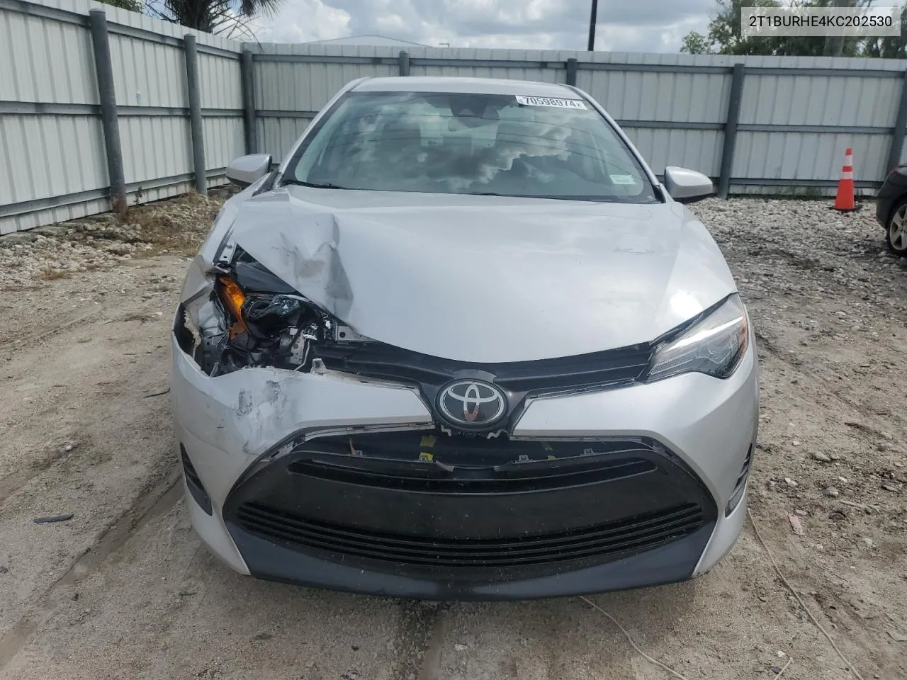 2019 Toyota Corolla L VIN: 2T1BURHE4KC202530 Lot: 70598974