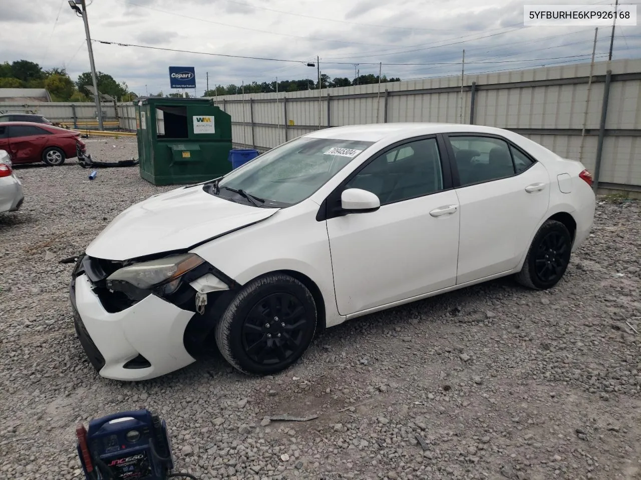 2019 Toyota Corolla L VIN: 5YFBURHE6KP926168 Lot: 70945304