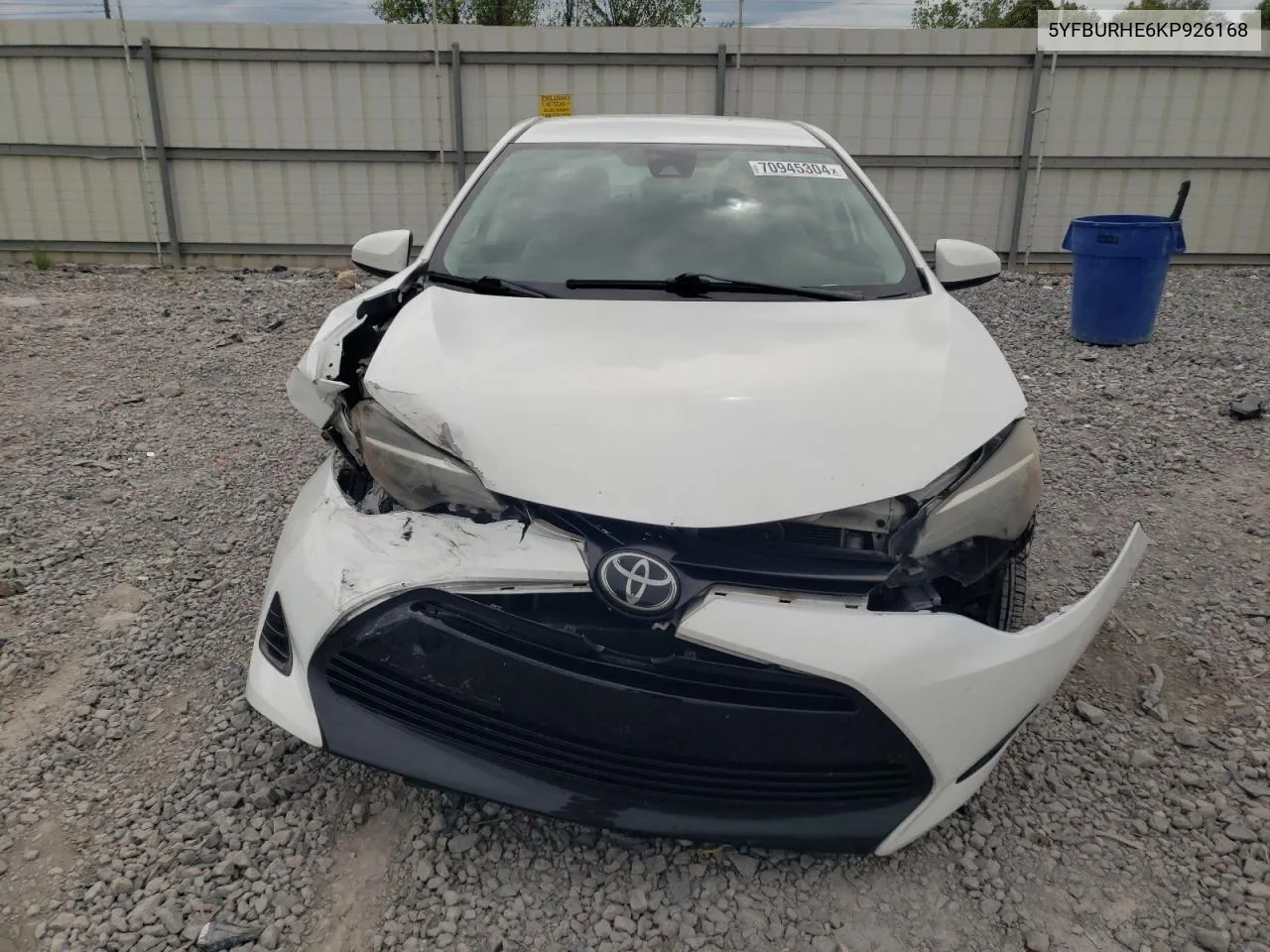 2019 Toyota Corolla L VIN: 5YFBURHE6KP926168 Lot: 70945304