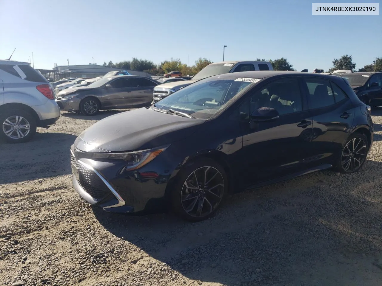 2019 Toyota Corolla Se VIN: JTNK4RBEXK3029190 Lot: 71320434