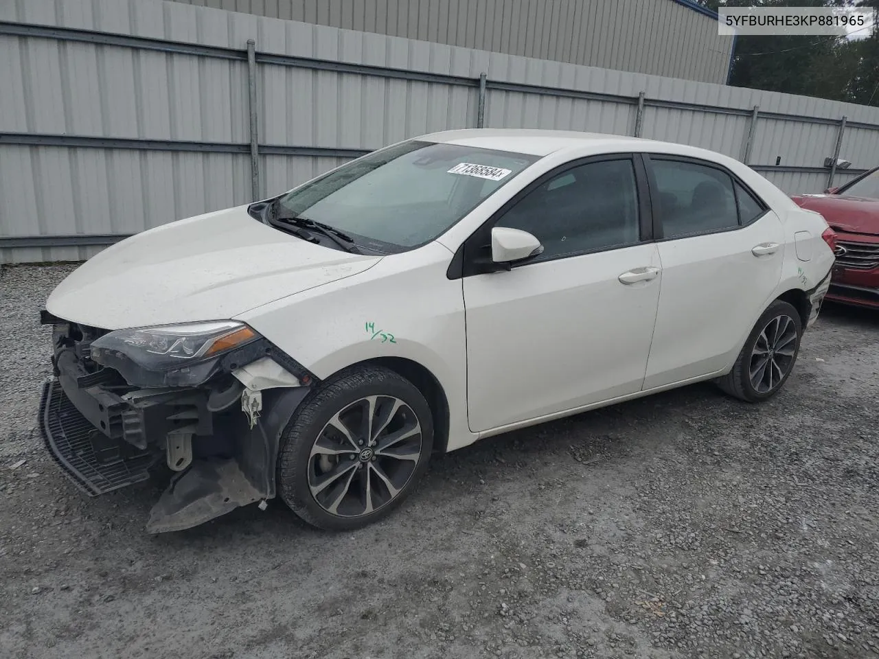 2019 Toyota Corolla L VIN: 5YFBURHE3KP881965 Lot: 71368584