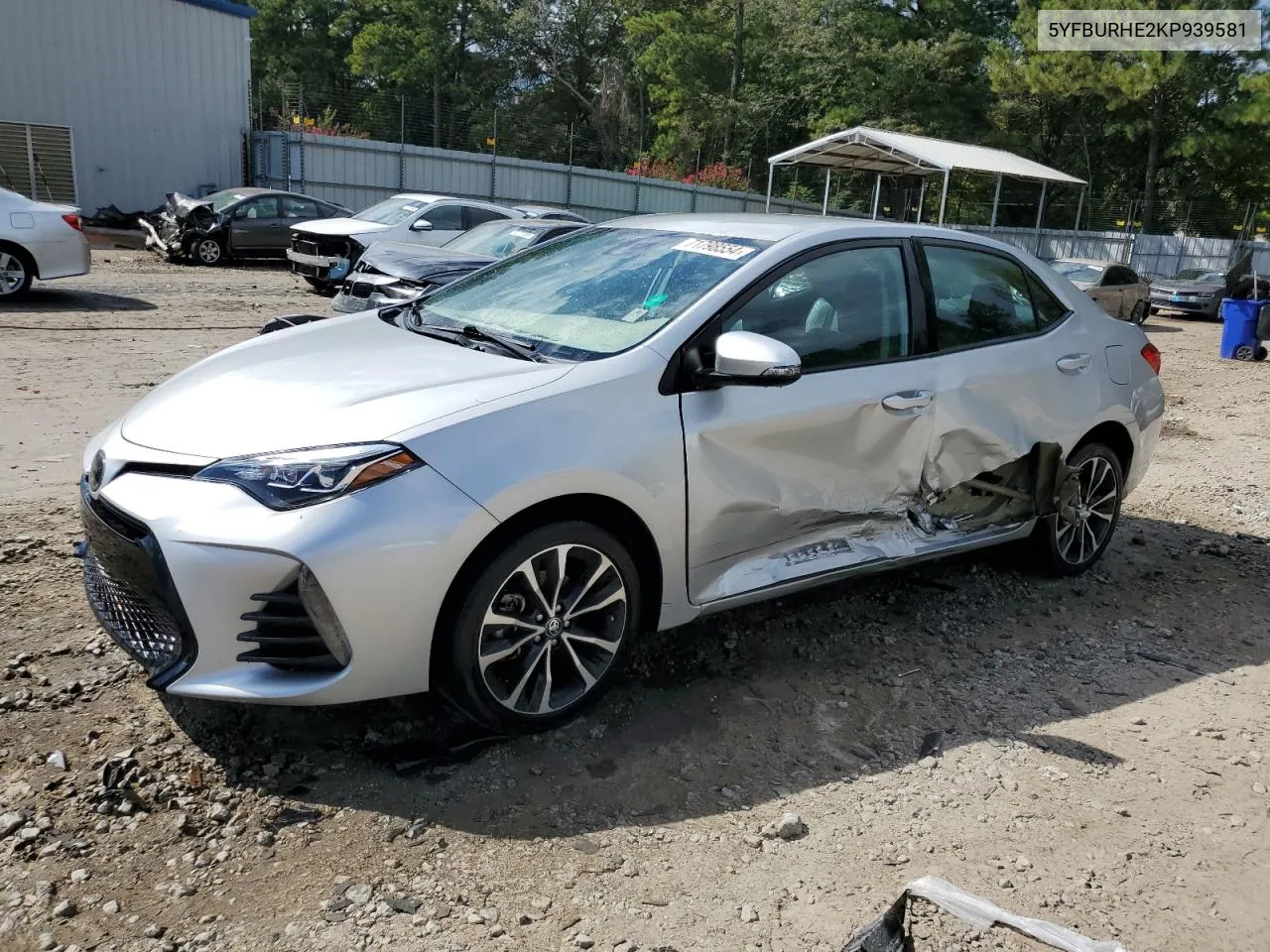 2019 Toyota Corolla L VIN: 5YFBURHE2KP939581 Lot: 71798554