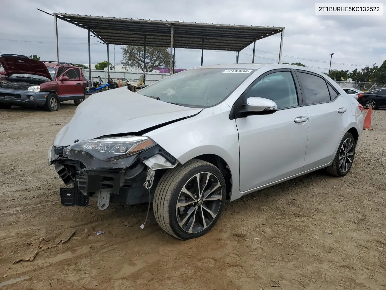 2019 Toyota Corolla L VIN: 2T1BURHE5KC132522 Lot: 72100034