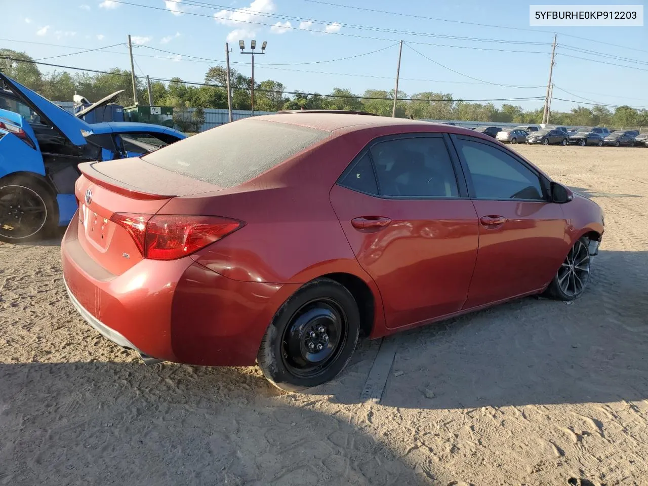 2019 Toyota Corolla L VIN: 5YFBURHE0KP912203 Lot: 72145534