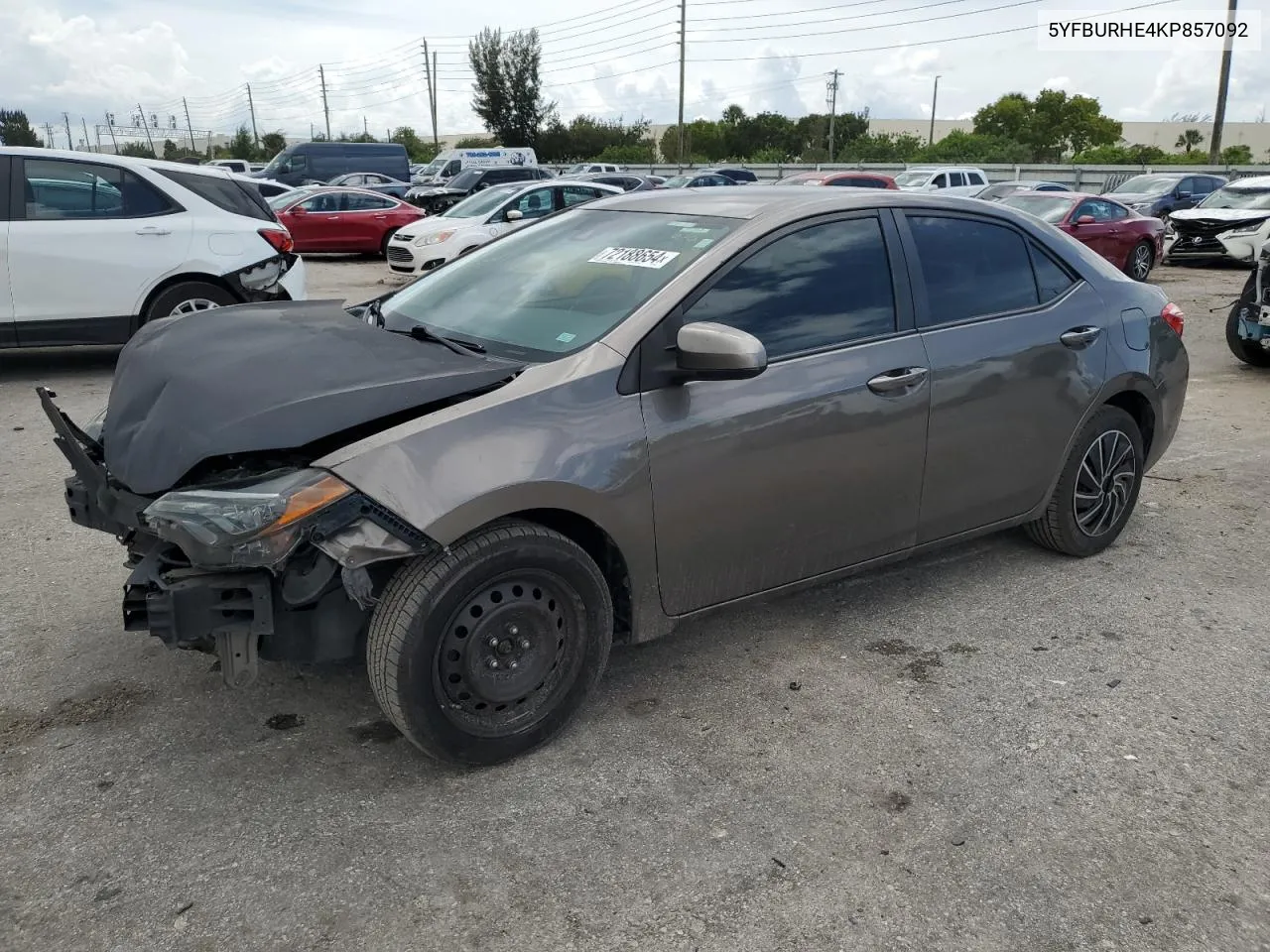 2019 Toyota Corolla L VIN: 5YFBURHE4KP857092 Lot: 72188654