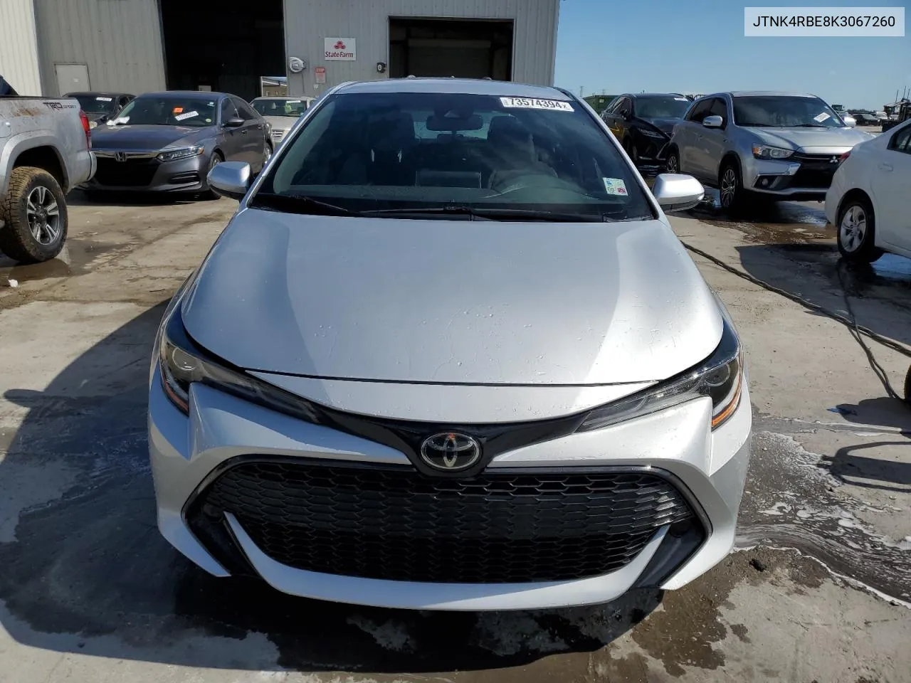 2019 Toyota Corolla Se VIN: JTNK4RBE8K3067260 Lot: 73574394