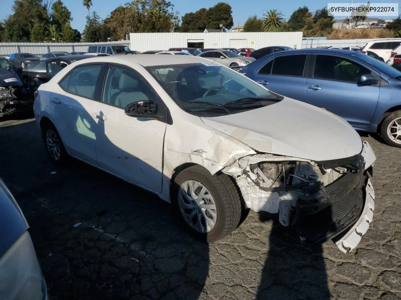 2019 Toyota Corolla L VIN: 5YFBURHEXKP922074 Lot: 73670054