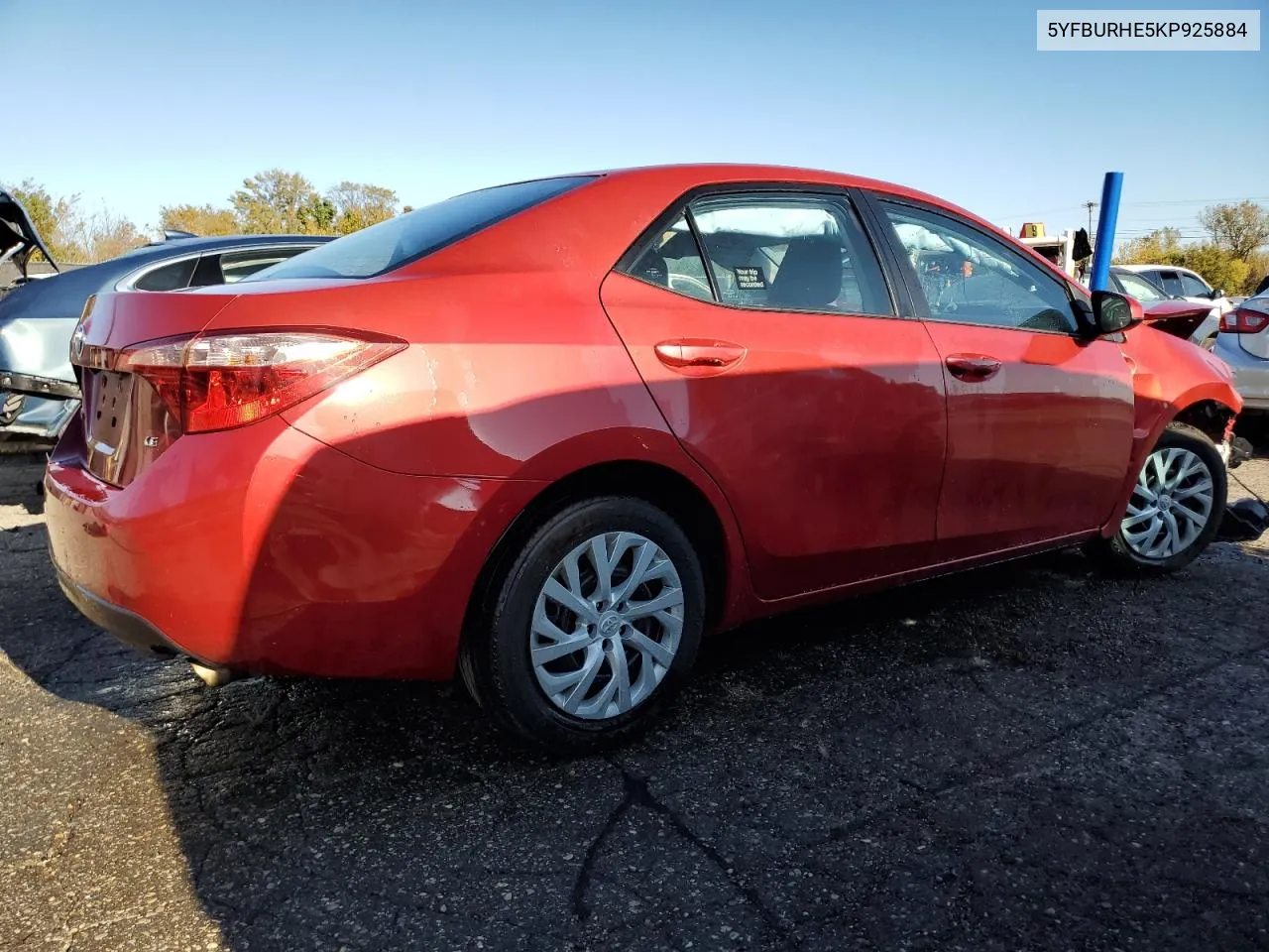 2019 Toyota Corolla L VIN: 5YFBURHE5KP925884 Lot: 76803624