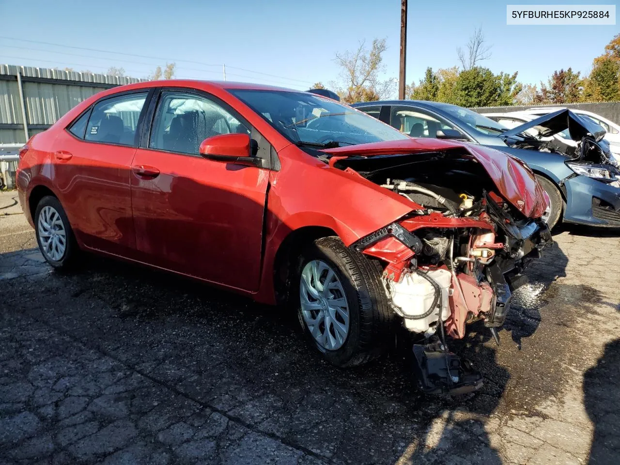 2019 Toyota Corolla L VIN: 5YFBURHE5KP925884 Lot: 76803624