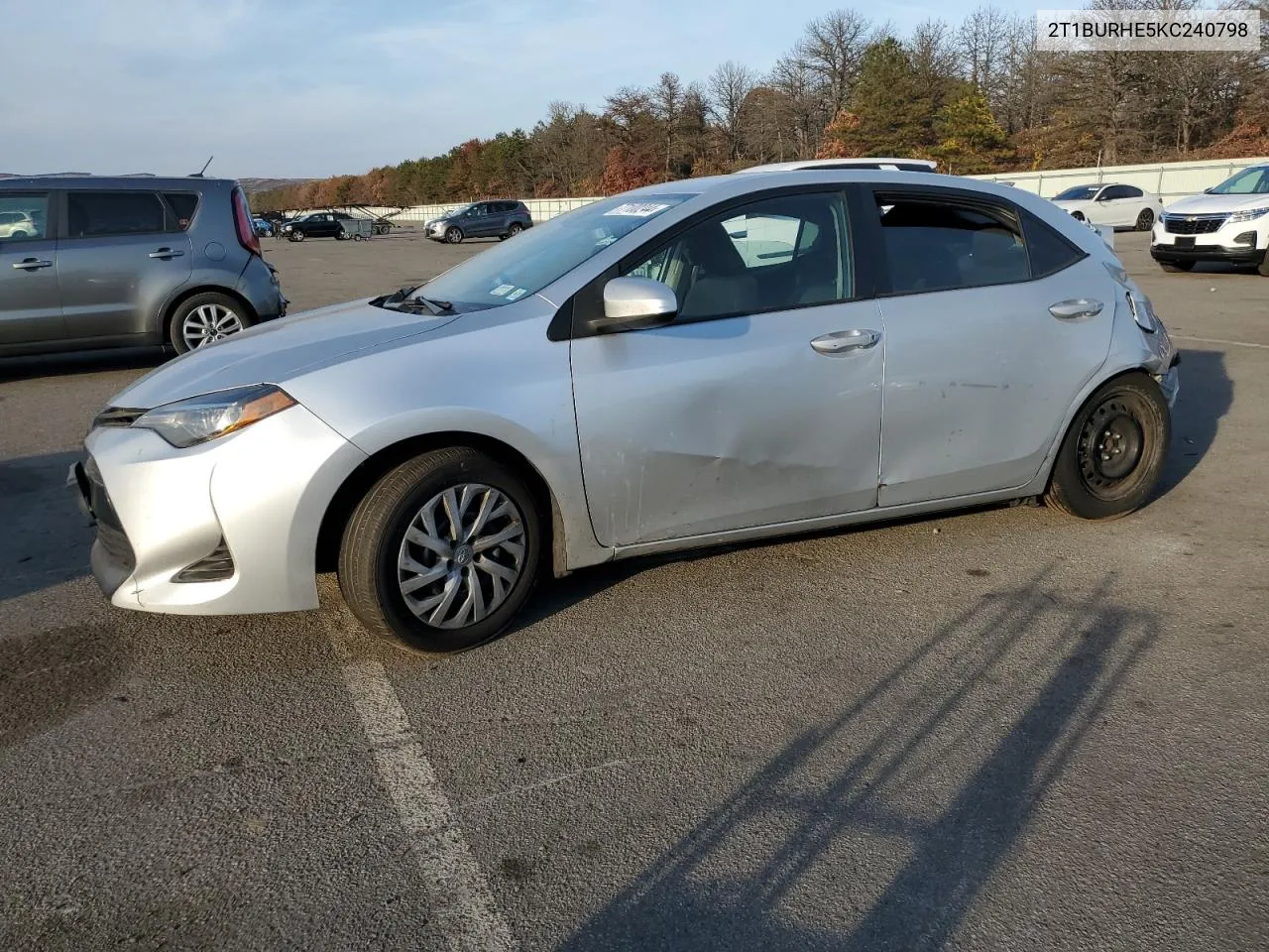 2019 Toyota Corolla L VIN: 2T1BURHE5KC240798 Lot: 77100244