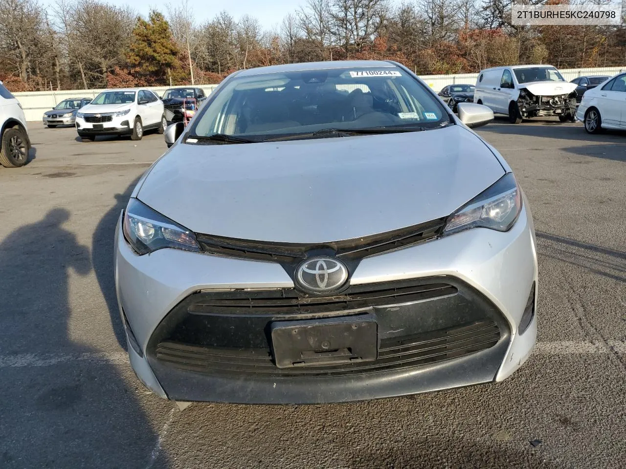 2019 Toyota Corolla L VIN: 2T1BURHE5KC240798 Lot: 77100244