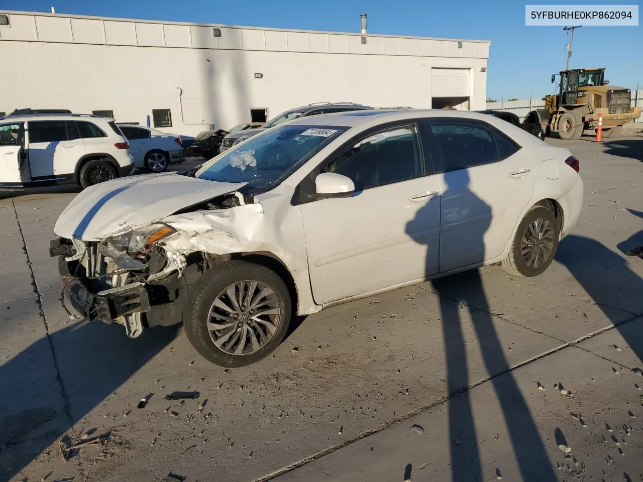 2019 Toyota Corolla L VIN: 5YFBURHE0KP862094 Lot: 77239884