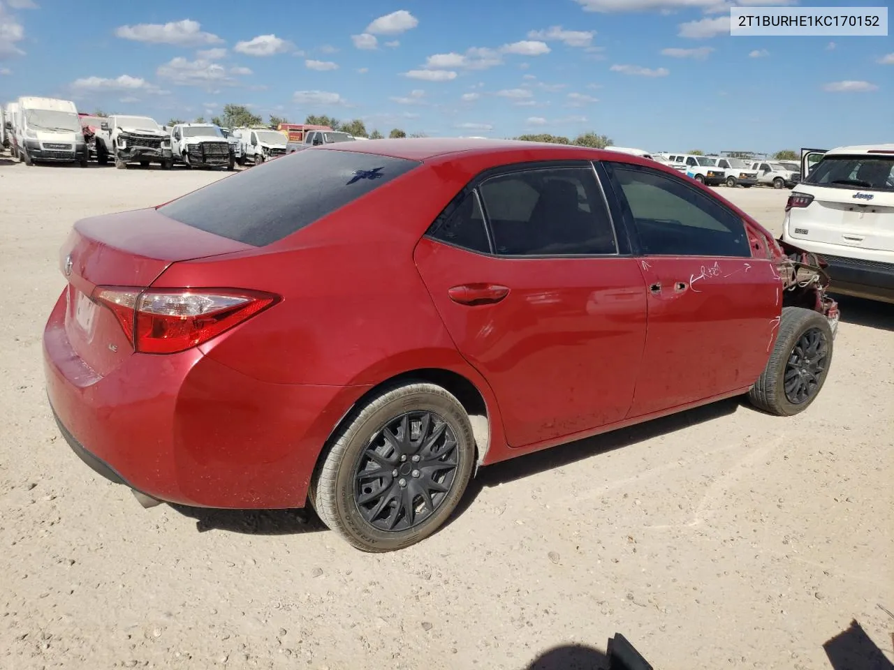 2019 Toyota Corolla L VIN: 2T1BURHE1KC170152 Lot: 77623504