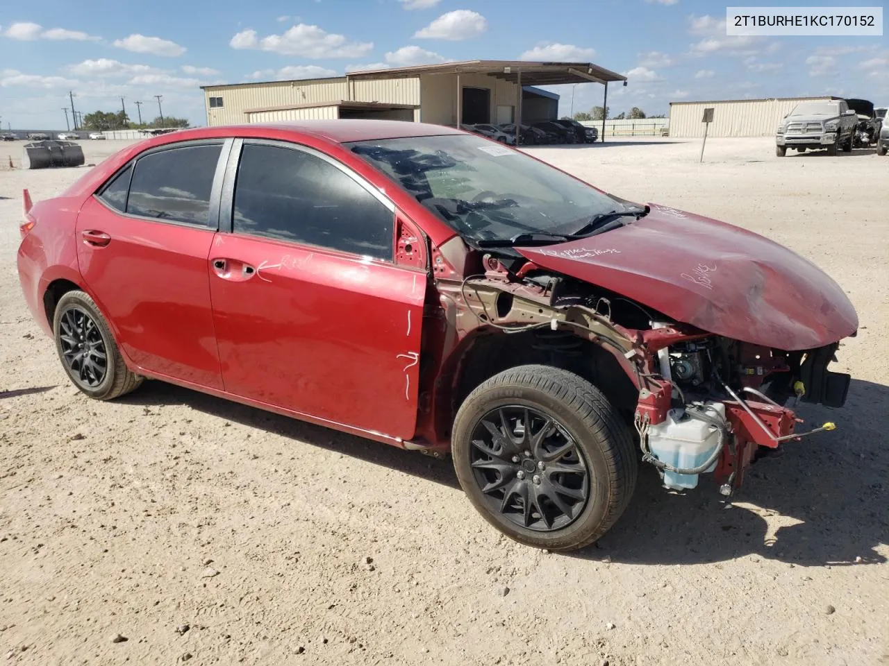 2019 Toyota Corolla L VIN: 2T1BURHE1KC170152 Lot: 77623504