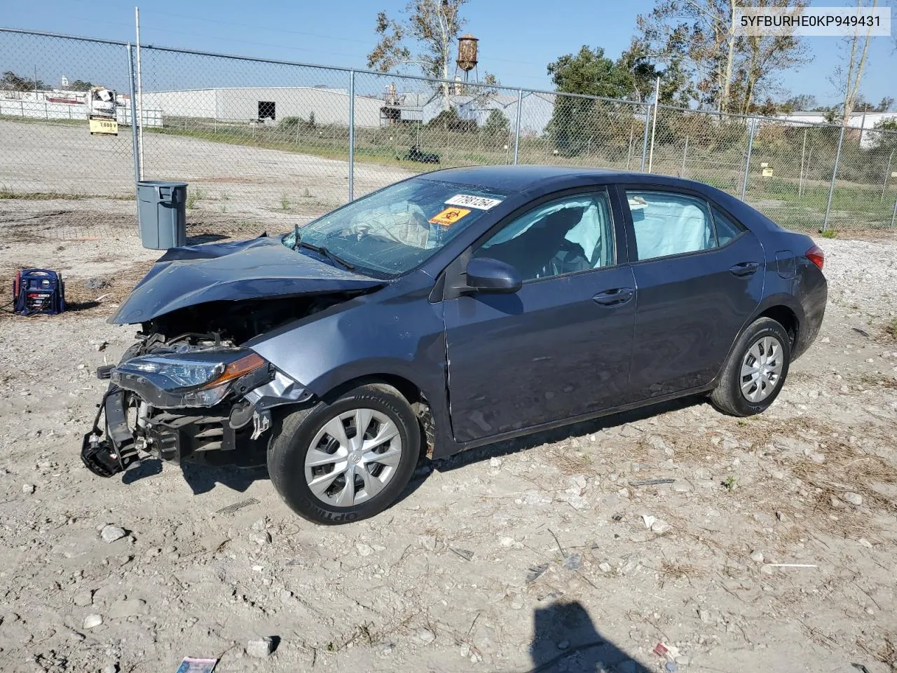 2019 Toyota Corolla L VIN: 5YFBURHE0KP949431 Lot: 77981264