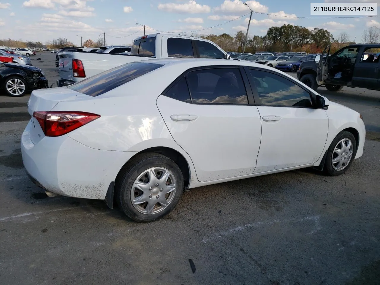 2019 Toyota Corolla L VIN: 2T1BURHE4KC147125 Lot: 78256834