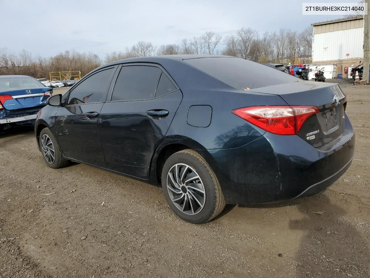 2019 Toyota Corolla L VIN: 2T1BURHE3KC214040 Lot: 78919004