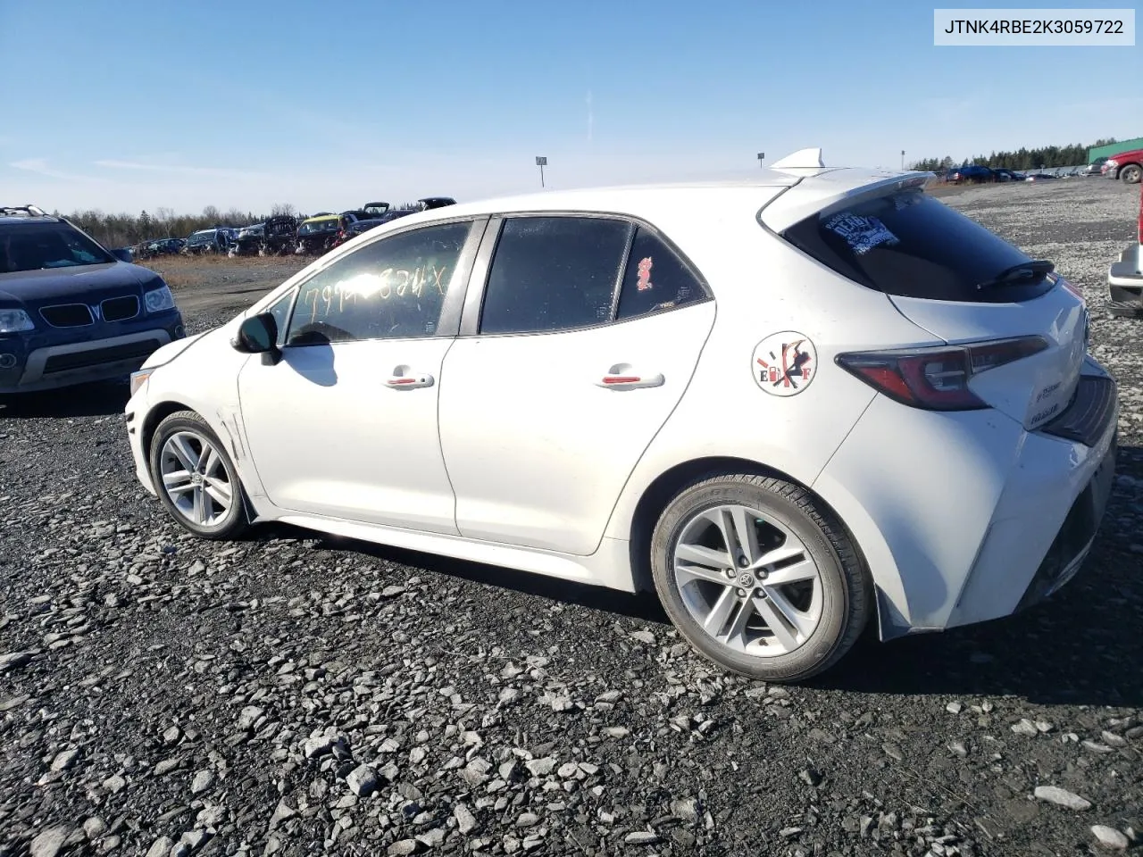 2019 Toyota Corolla Se VIN: JTNK4RBE2K3059722 Lot: 79942824