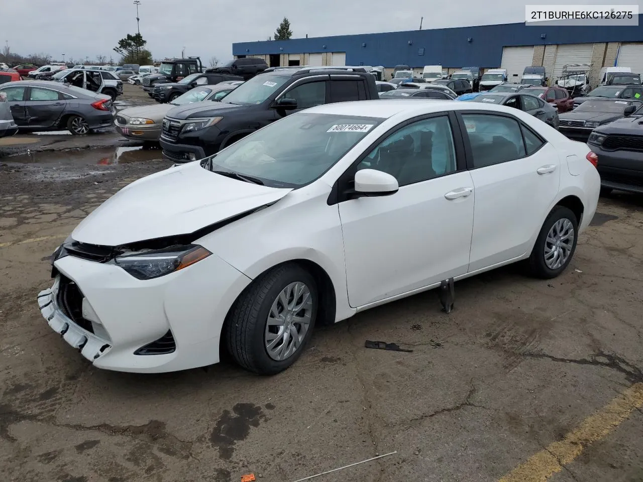 2019 Toyota Corolla L VIN: 2T1BURHE6KC126275 Lot: 80074664