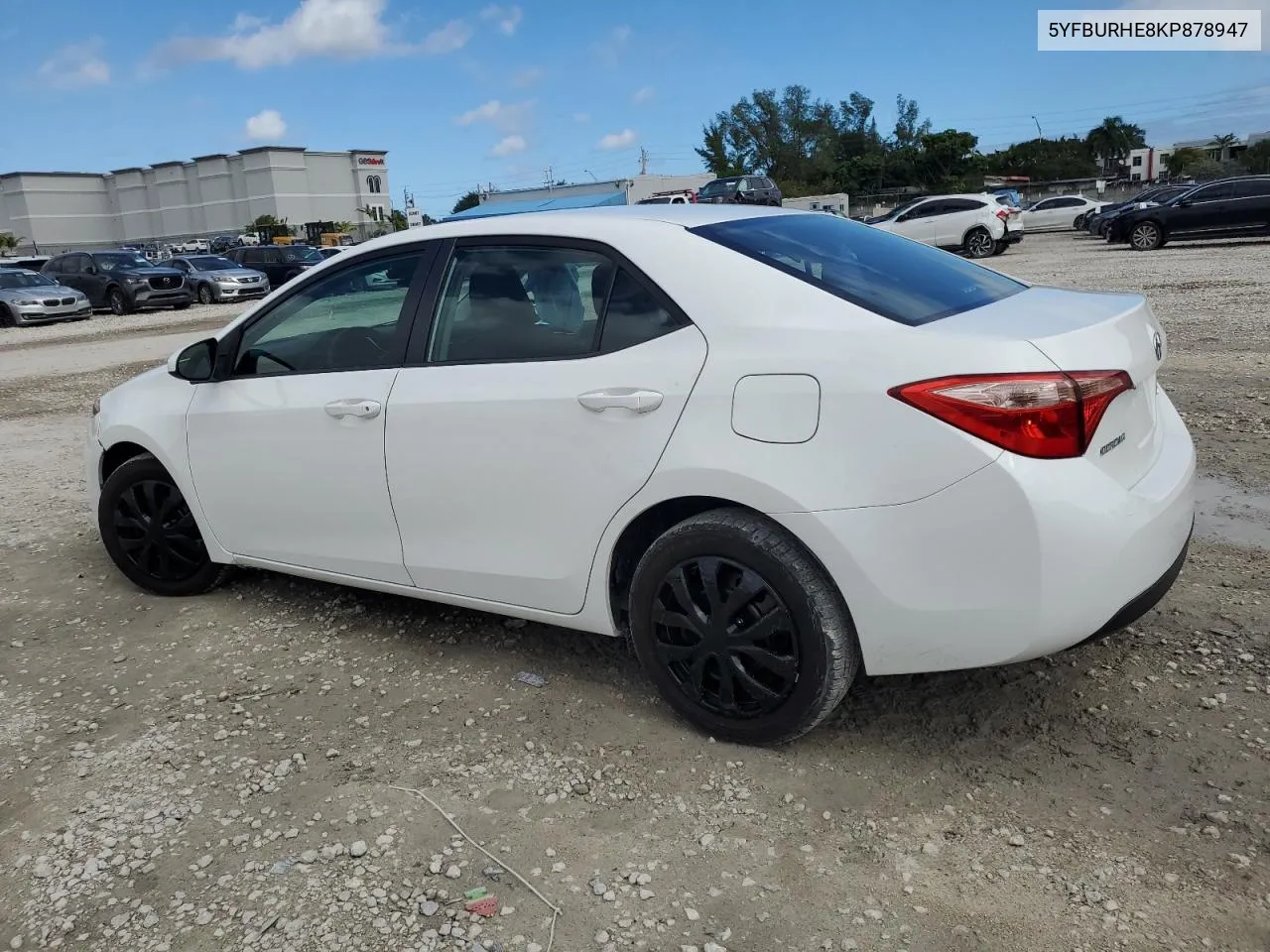 2019 Toyota Corolla L VIN: 5YFBURHE8KP878947 Lot: 80286564