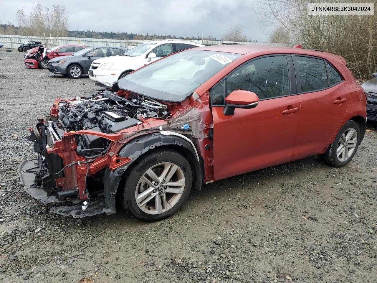 2019 Toyota Corolla Se VIN: JTNK4RBE3K3042024 Lot: 80645314