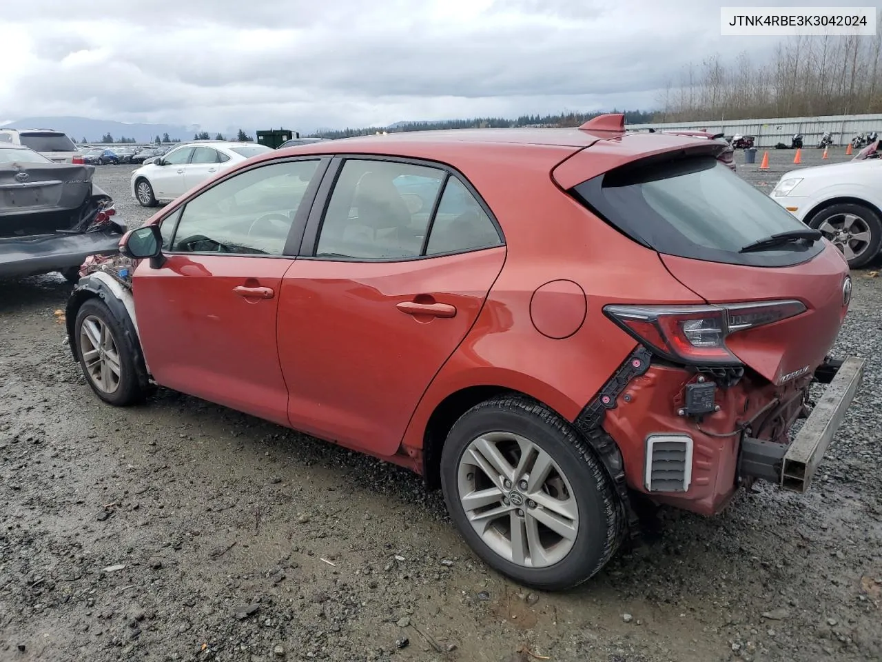 2019 Toyota Corolla Se VIN: JTNK4RBE3K3042024 Lot: 80645314