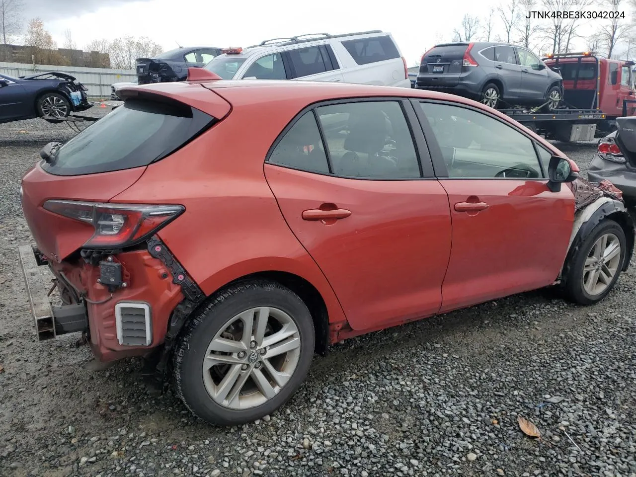 2019 Toyota Corolla Se VIN: JTNK4RBE3K3042024 Lot: 80645314