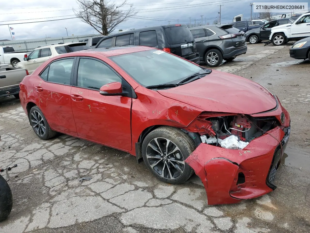 2019 Toyota Corolla L VIN: 2T1BURHE0KC208681 Lot: 80732304