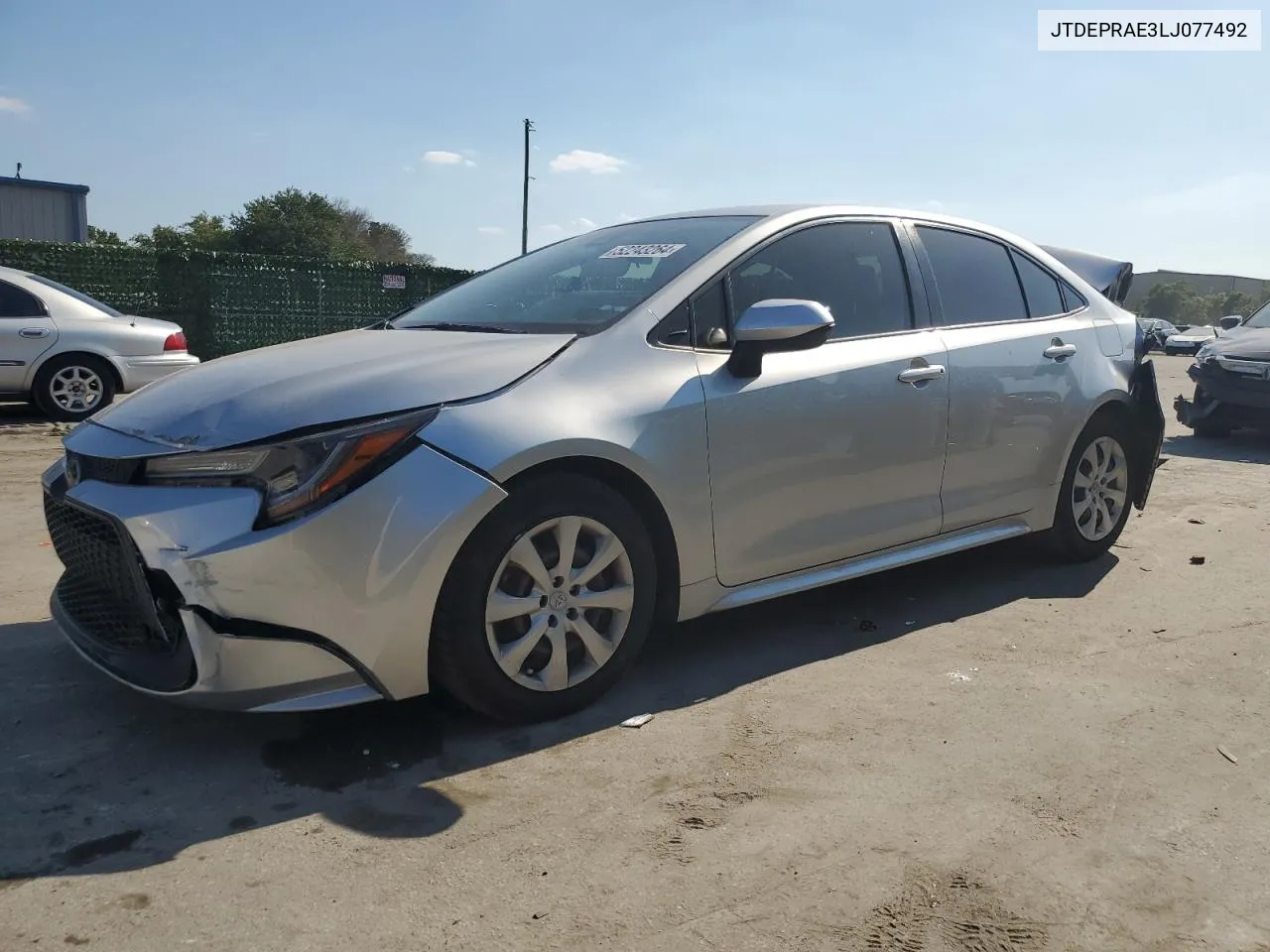 2020 Toyota Corolla Le VIN: JTDEPRAE3LJ077492 Lot: 52243264