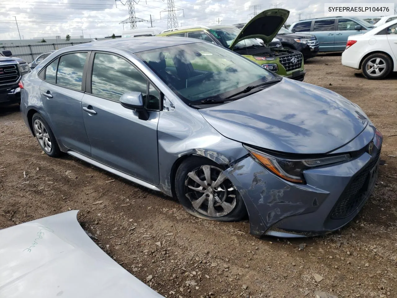 2020 Toyota Corolla Le VIN: 5YFEPRAE5LP104476 Lot: 57006174