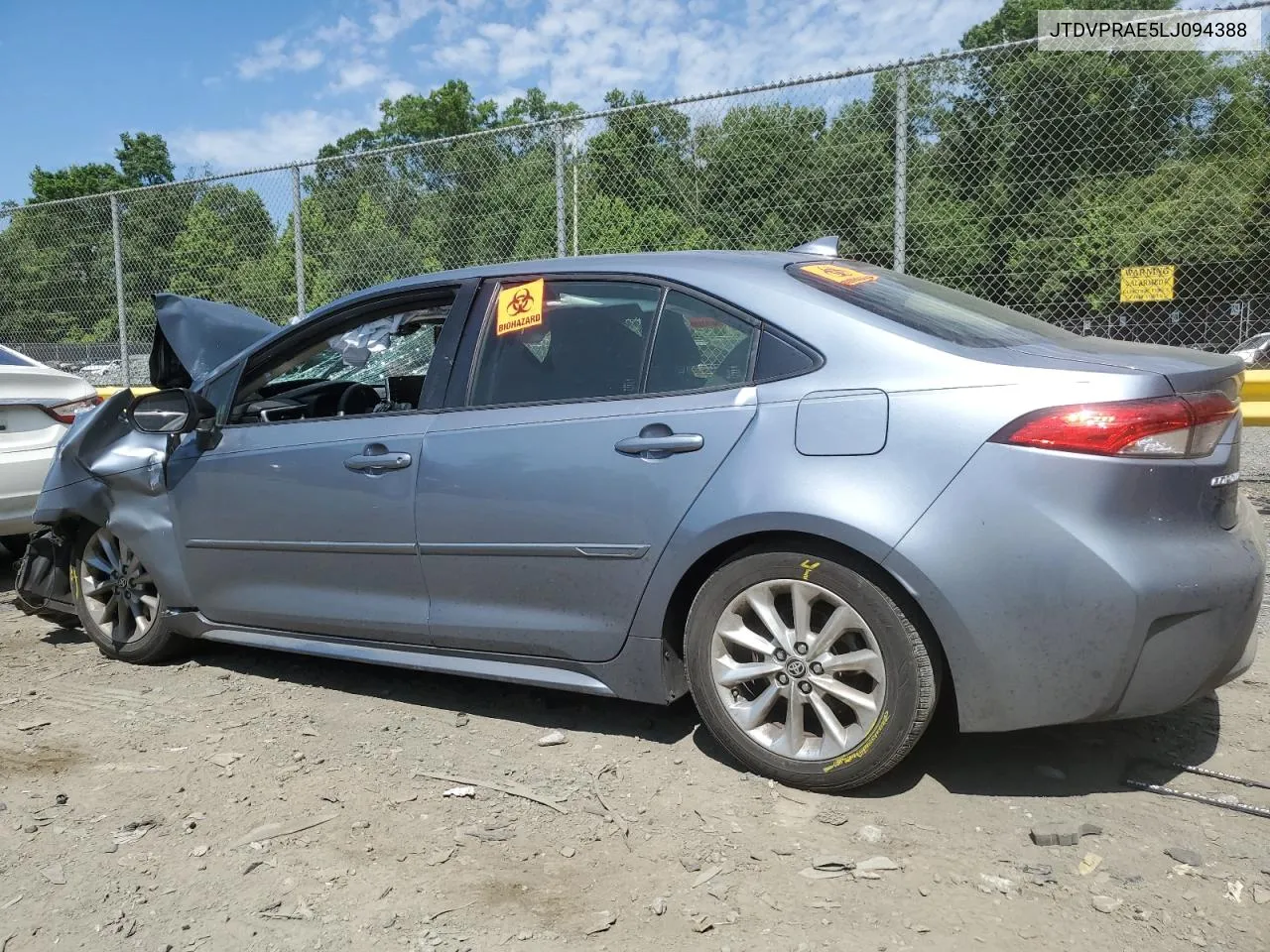 2020 Toyota Corolla Le VIN: JTDVPRAE5LJ094388 Lot: 58554004